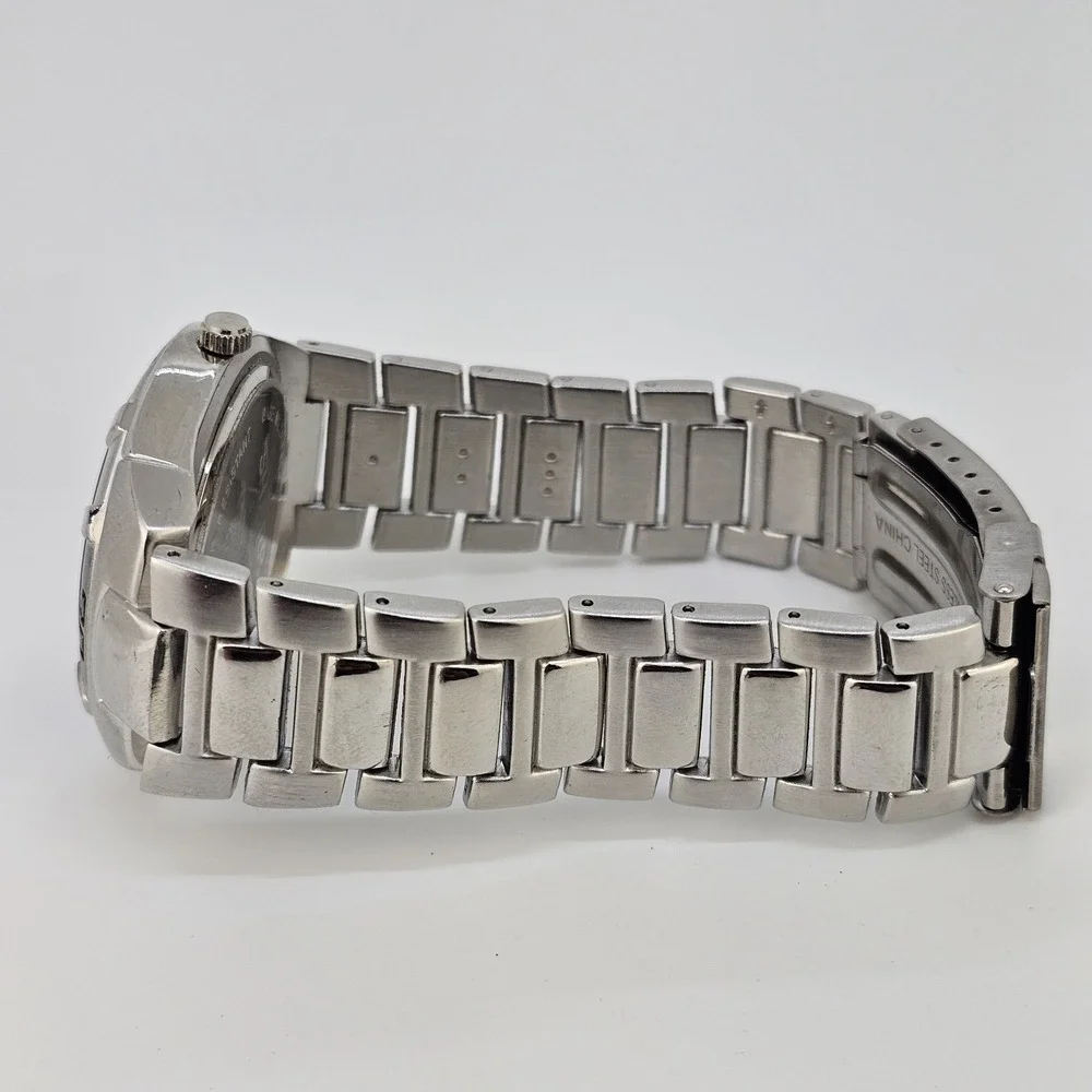 Sharp Analog Men's Watch 40MM Blue Dial Date Gray Bracelet Band 7.5